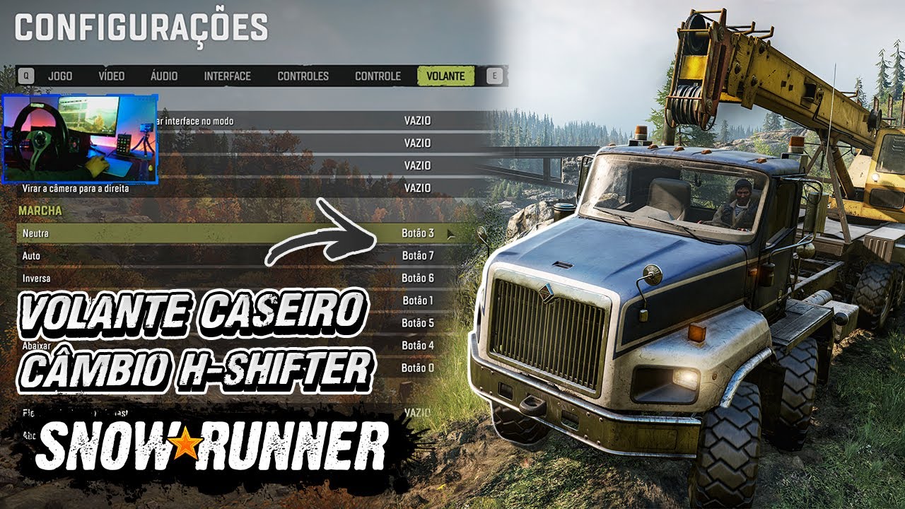 COMO CONFIGURAR O VOLANTE CASEIRO no SNOWRUNNER | FORCE FEEDBACK e H-SHIFTER FUNCIONANDO