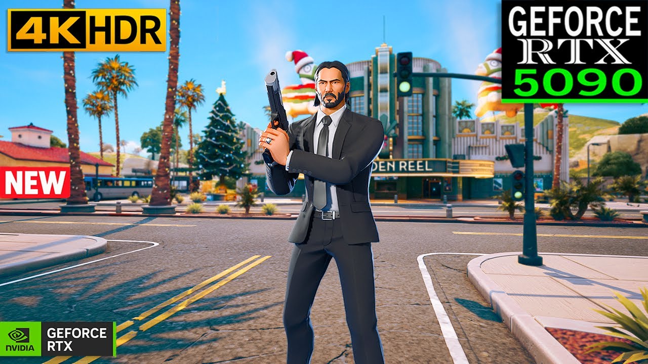 Fortnite John Wick Skin Gameplay | RTX 5090 4K MAX Graphics + Ray Tracing ON