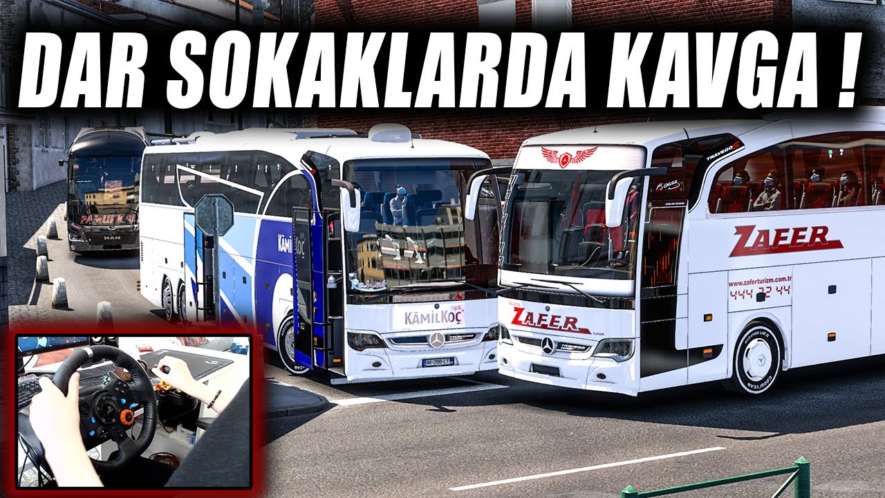 OTOBÜSLE DAR SOKAKLAR !!! KAVGA ÇIKTI VURULDUM !!! ETS 2 OTOBÜS MODU 1.49 [ Logitech G29 ]