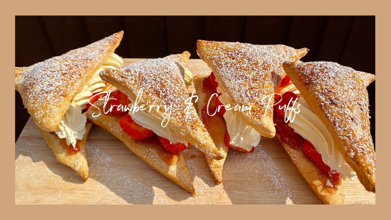 HOW TO MAKE STRAWBERRY & CREAM PUFFS/ TURNOVERS - a quick and easy dessert!