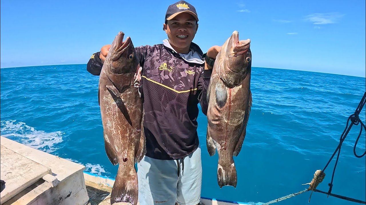 ENCONTRAMOS A TOCA DOS BADEJOS - PESCA SUB EM ALTO MAR!