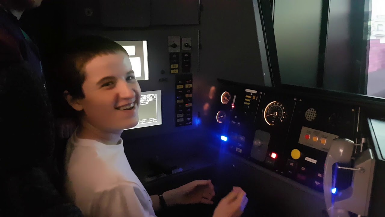Joseph driving the Translink train simulator