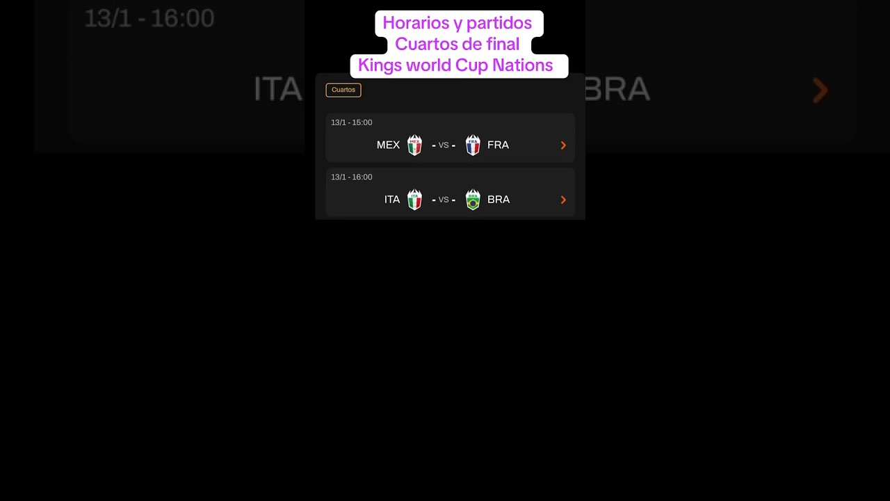 Horarios cuartos de final, Kings world Cup Nations! 
