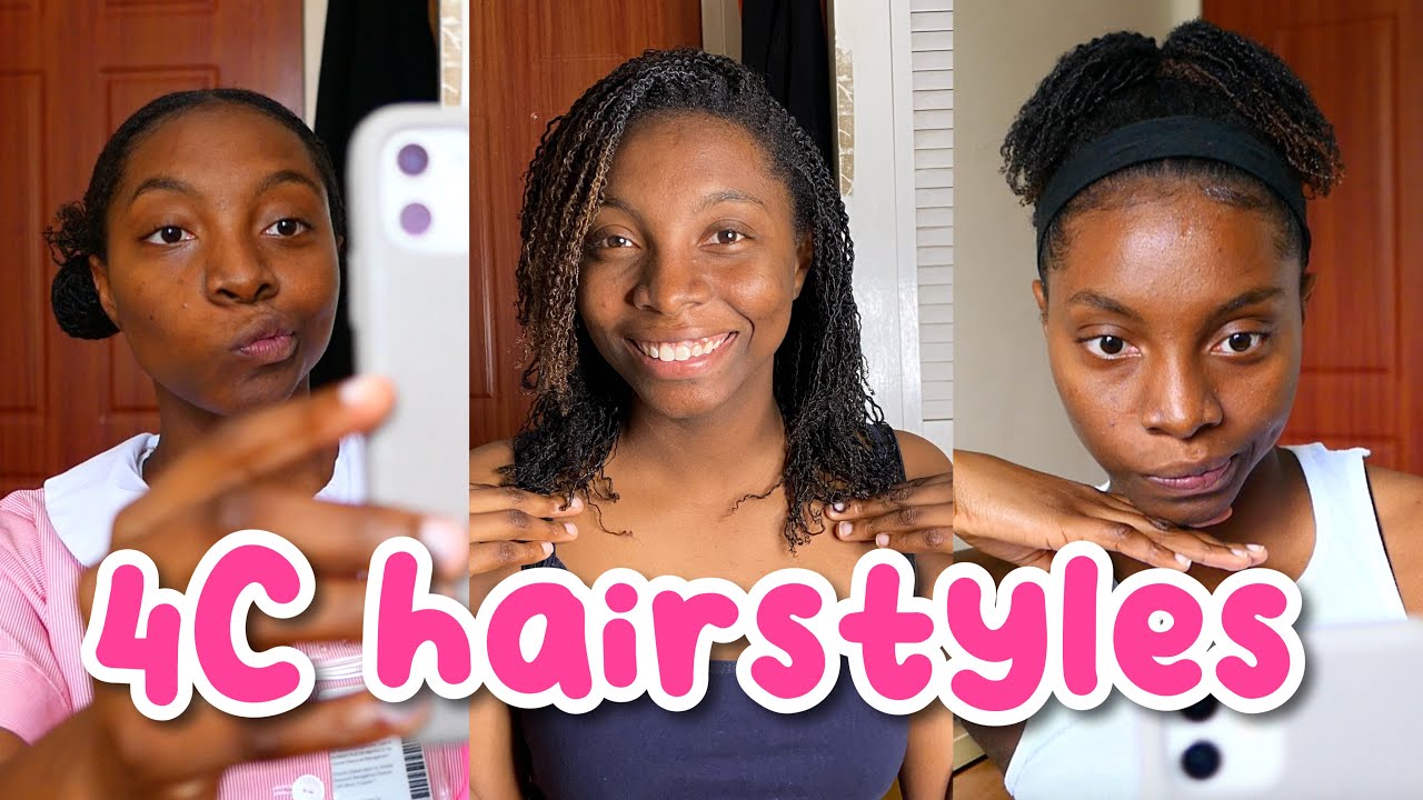 how i style my natural hair in a week| five 4c hairstyles for school