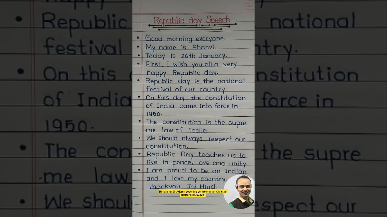 26 January Republic Day Speech in English | By Himanshu Sir | Adarsh Coaching Centre