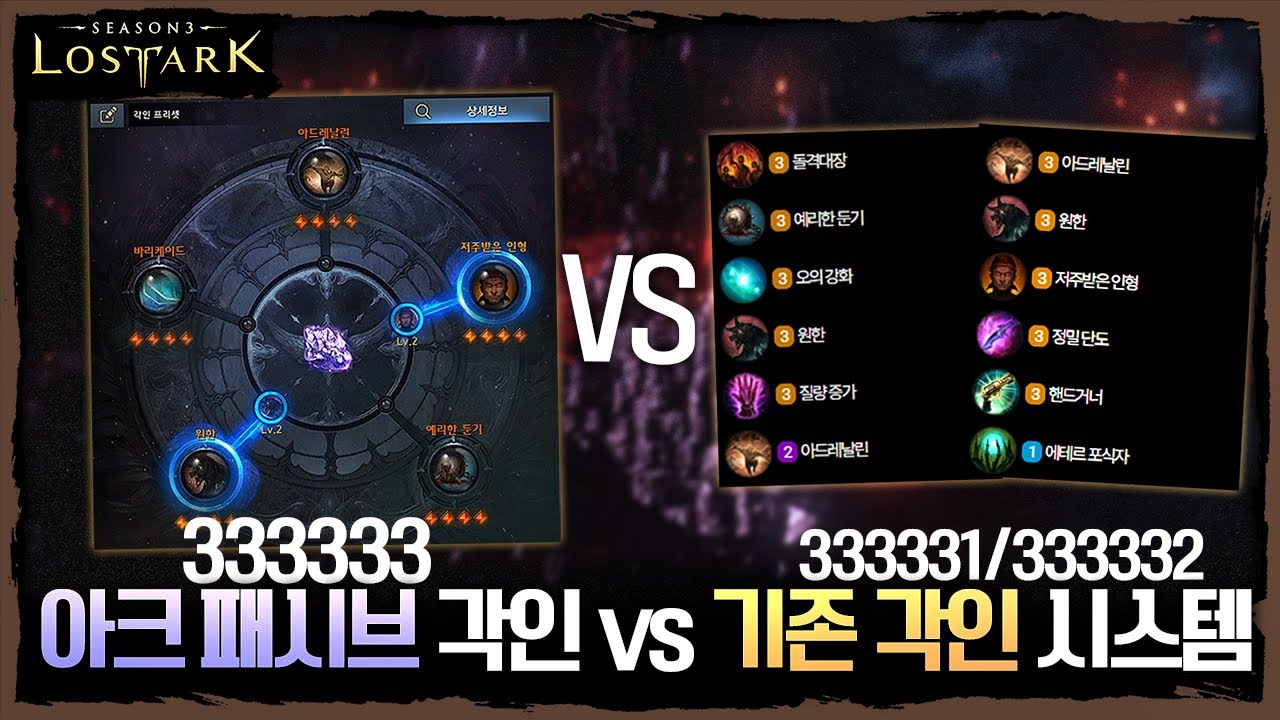 아크 패시브 vs 기존 각인 시스템 어떤 게 강할까? & 시즌3 각인 변화 살펴보기 - 포셔의 로스트아크 설명회