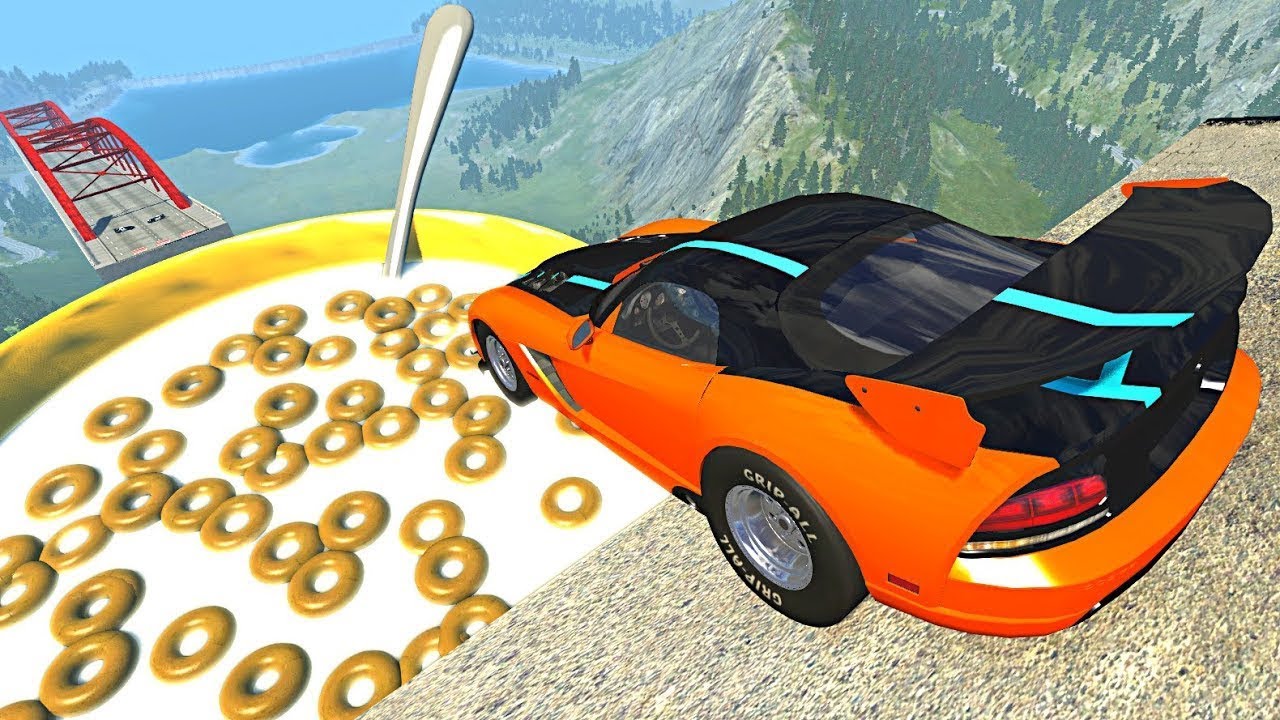Мост Обрушился над Гигантской Тарелкой ХЛОПЬЕВ С МОЛОКОМ BeamNG Drive Челлендж!
