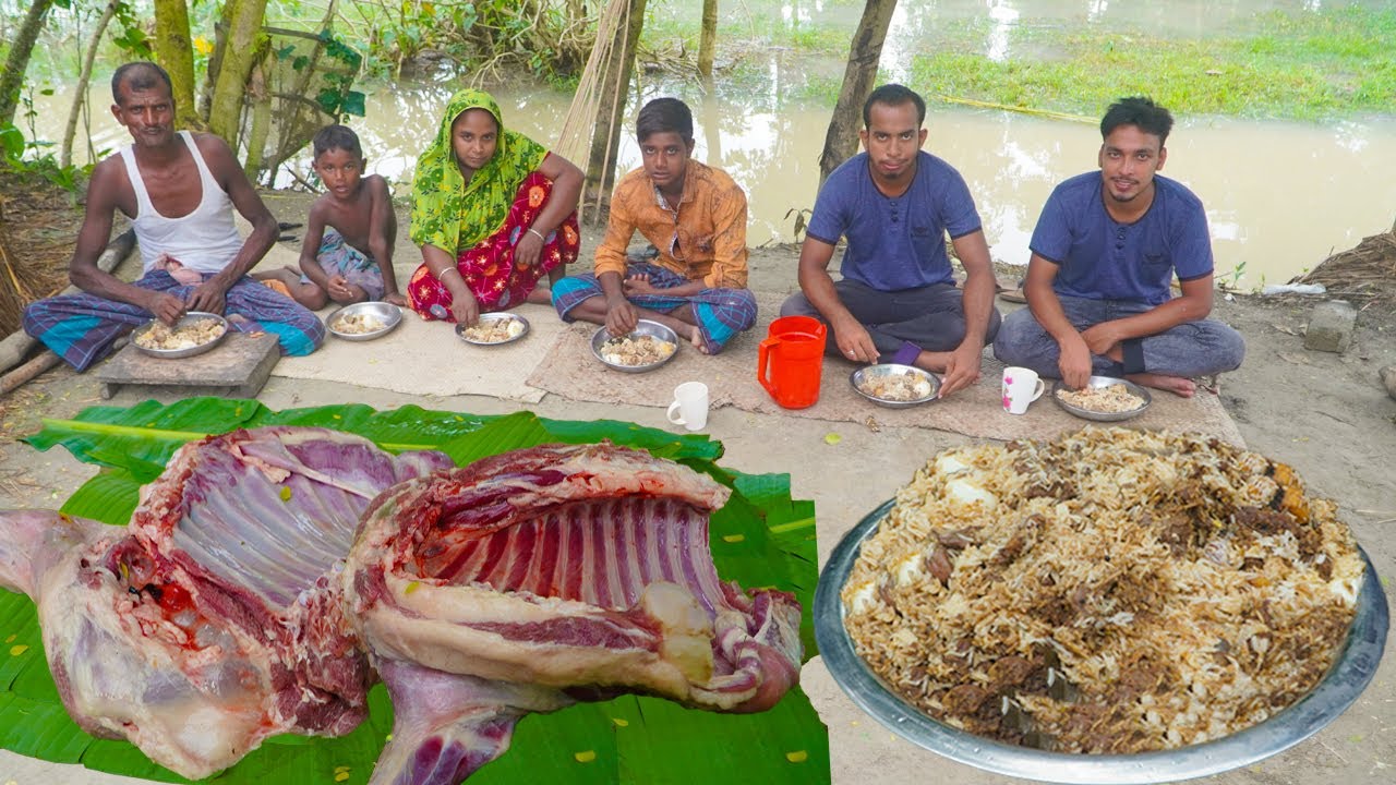 দুর্গম নদীর চরের চাচির বাড়িতে খাসির বিরিয়ানি রান্না করে খাওয়াইলাম-Mutton Biriyani for Remote Family