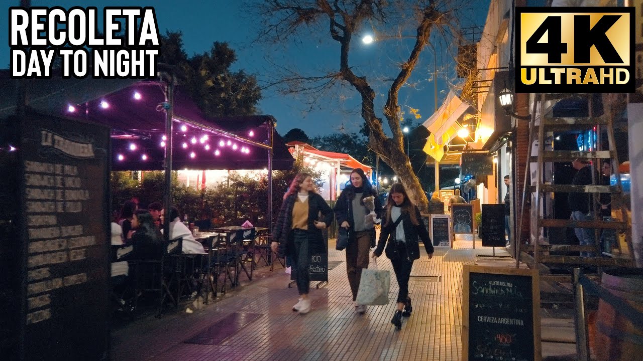 RECOLETA - BUENOS AIRES - VIDA NOCTURNA ✅ Virtual Walk Tour August 2022 [4K]