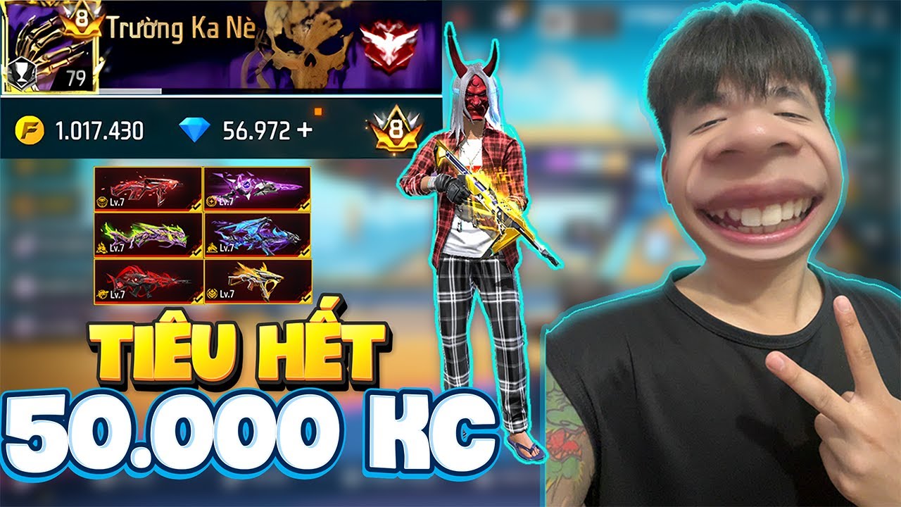 Tiêu Hết Sạch 50.000 Kim Cương Free Fire Để Quay Đồ Và Nâng Cấp Full Súng Lv7 | Trường Ka Phi Phai