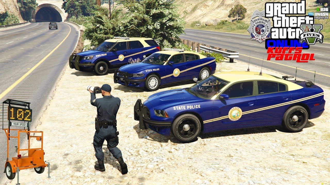 GTA 5 Roleplay #438 Highway Patrol Speed Trap Catching Speeders - KUFFS FiveM