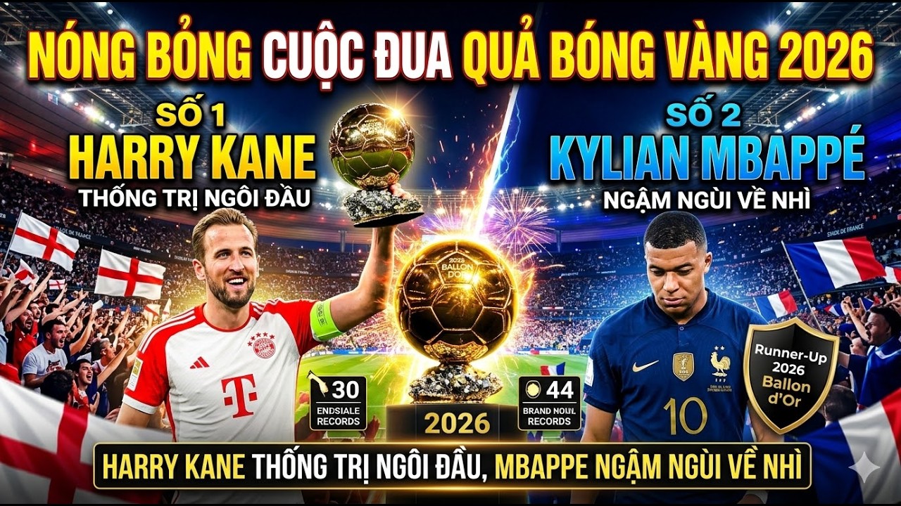 NÓNG BỎNG CUỘC ĐUA QUẢ BÓNG VÀNG 2026 – HARRY KANE THỐNG TRỊ NGÔI ĐẦU, MBAPPE NGẬM NGÙI VỀ NHÌ !