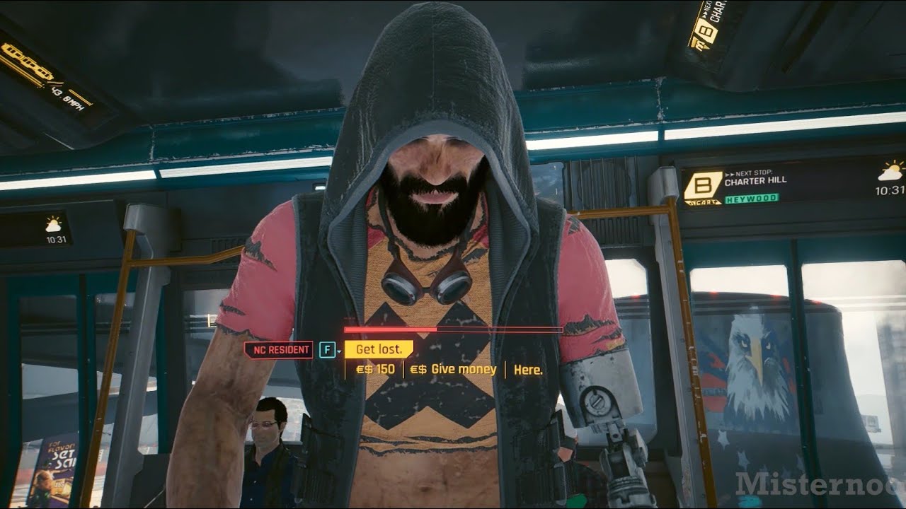 NCART Train Beggar asks for money - Cyberpunk 2077 Update 2.1