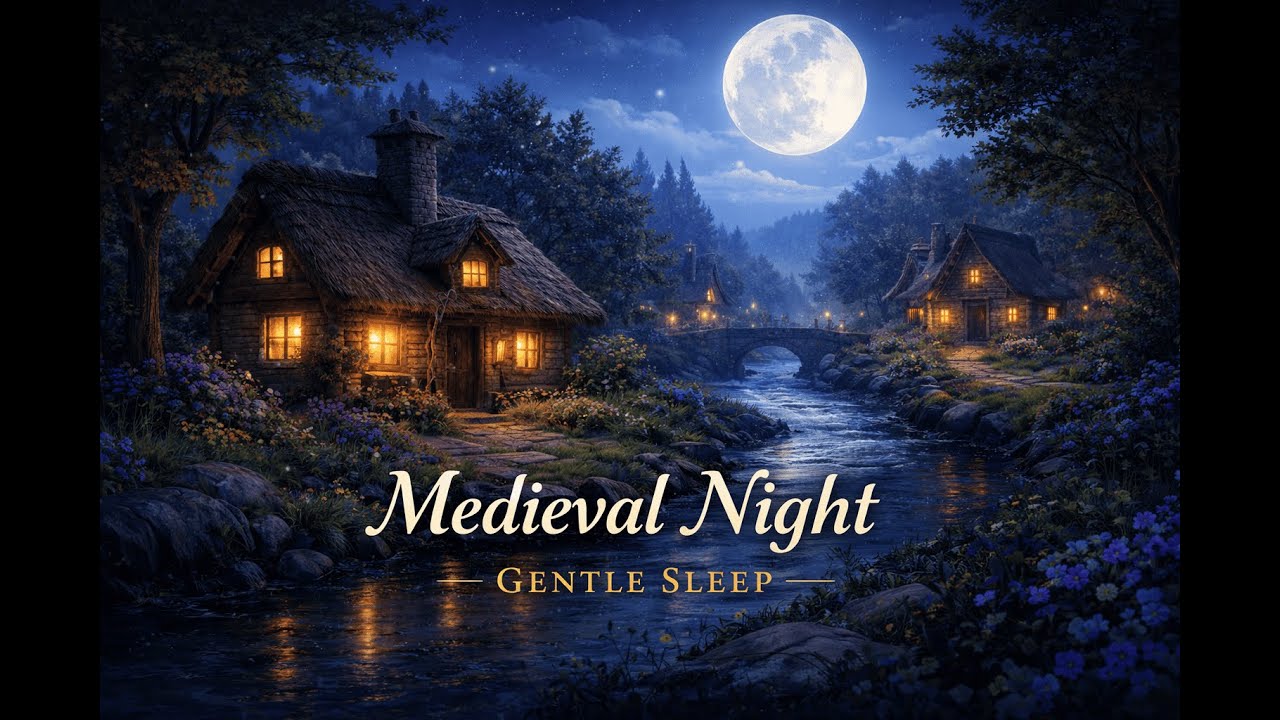Medieval Village at Night 🌙 Calm Story for Deep Sleep