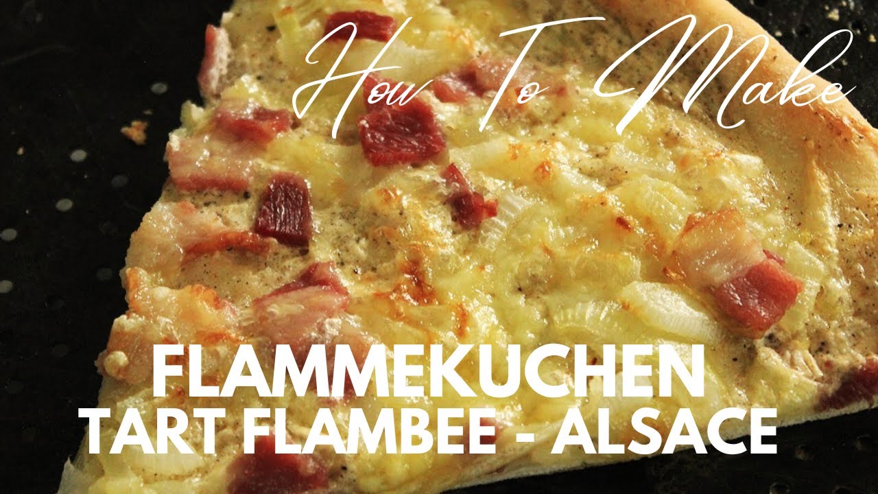 Flammekuchen | Tarte Flambee From Alsace | Onion And Bacon Tart |
