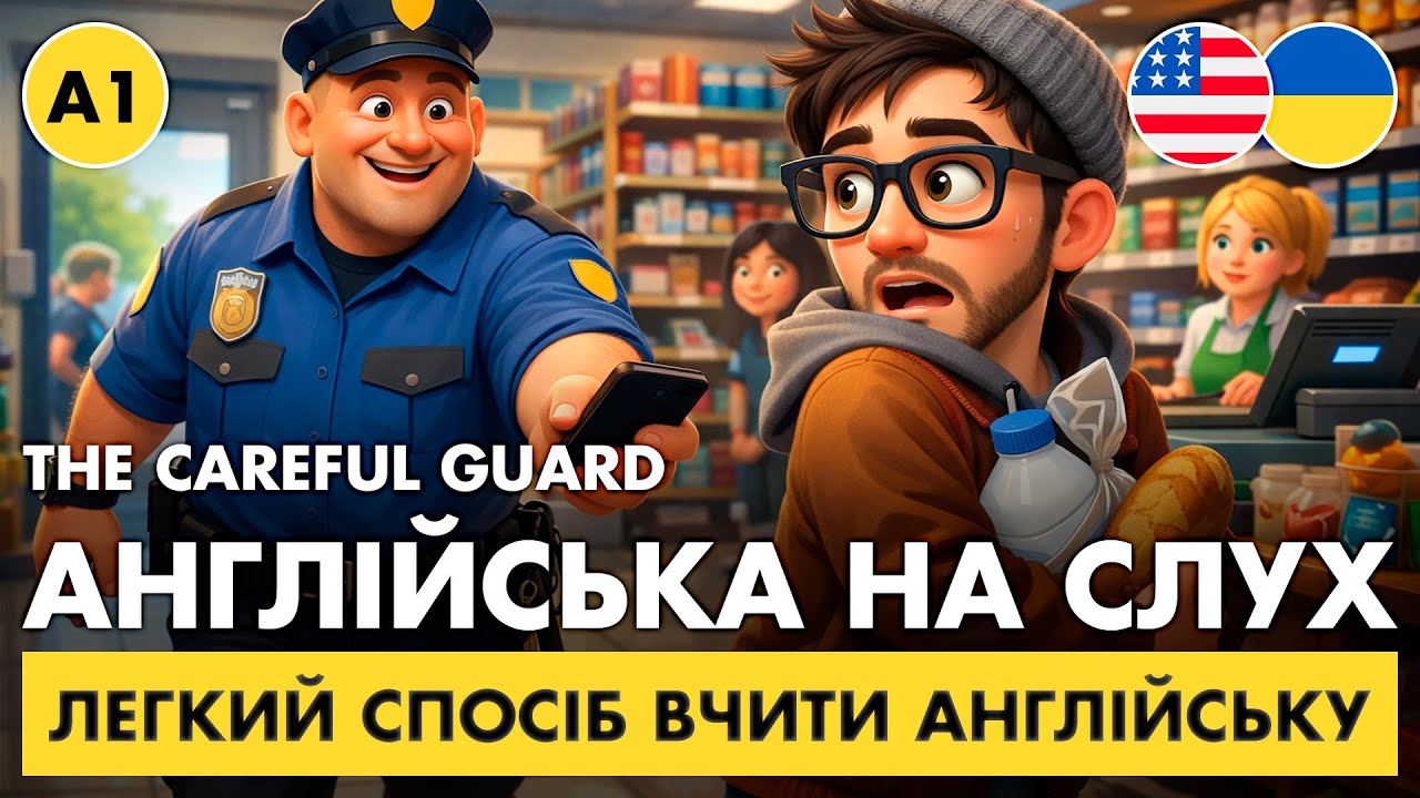 СЛУХАЙ і РОЗУМІЙ англійську на слух || Проста німецька З НУЛЯ || 👮 The Careful Guard (A1)