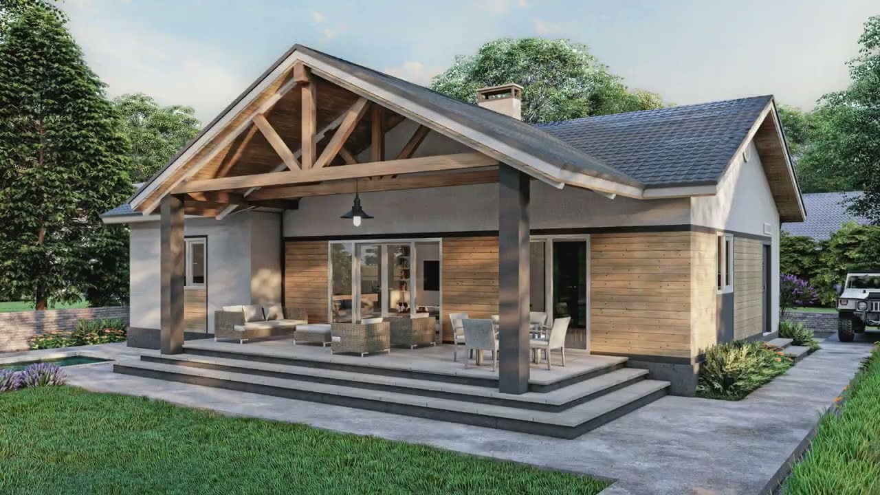 Small modern Scandinavian house plans, Scandinavian one story house design.