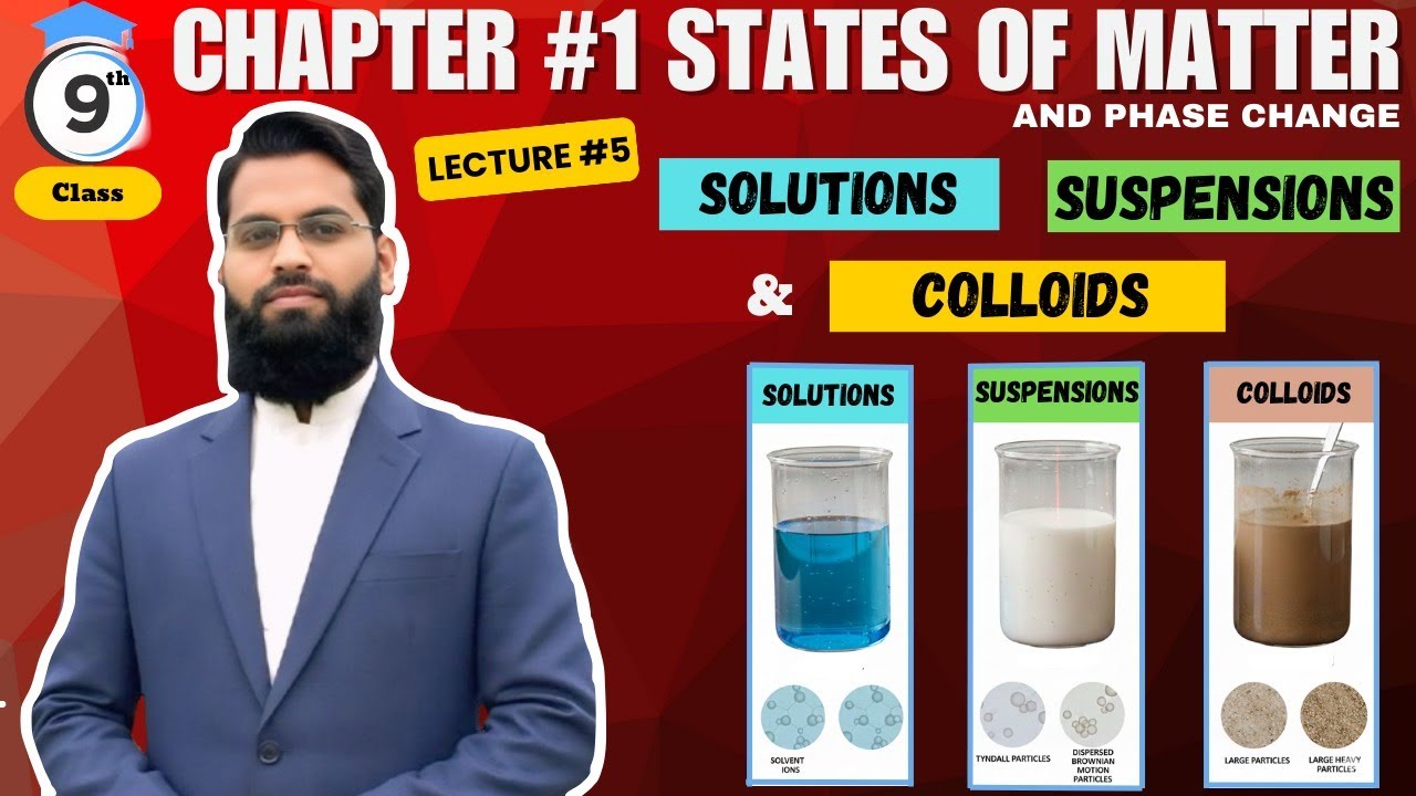 Solutions, Suspensions & Colloids Explained | Class 9 Chemistry Chp 1 State of Matter | Lecture #5|