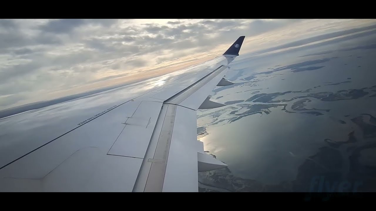 Air France Airbus A220-300 taking off from Venice Marco Polo airport, Italy, lovely Winter light