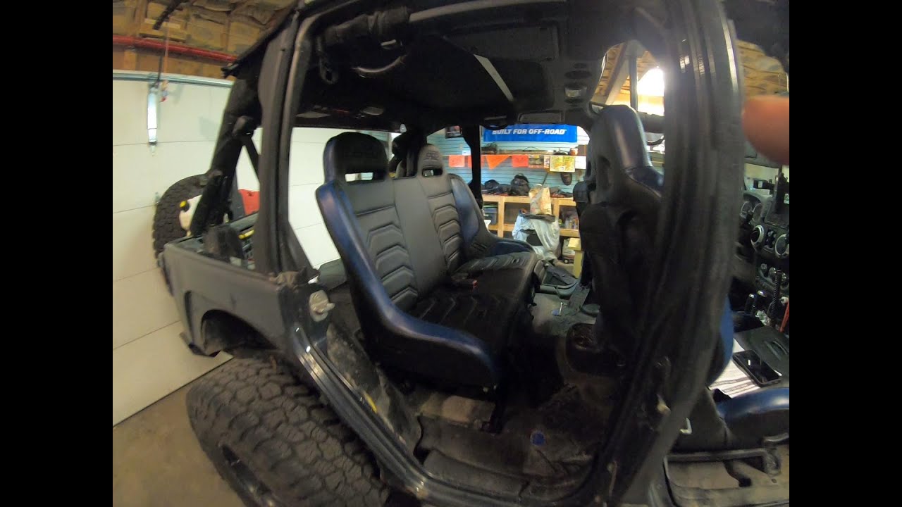 PRP Rear Bench Install in a JKU, with stock seat belts and Armorlite!!!