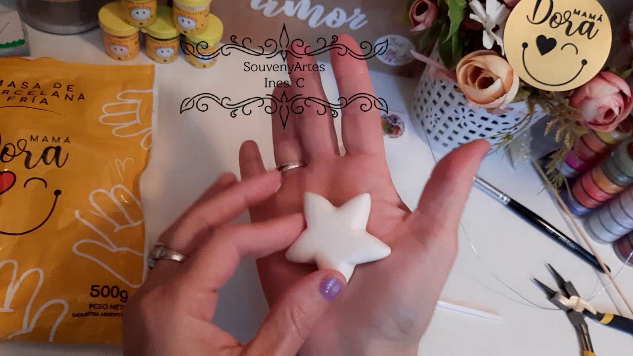 ⭐ Estrella de Porcelana fría , facil de realizar,para globos o tutor.