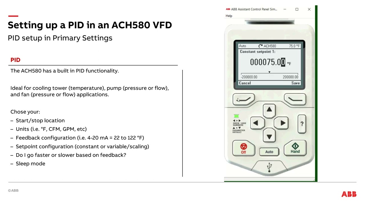 PID setup on ACH580