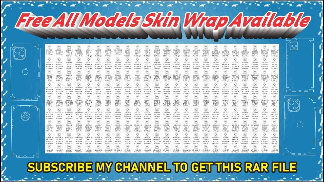 Free Mobile Skin Wrap EPS | CDR | DXF | Free Download | All New Models | Android | IOS | Customized