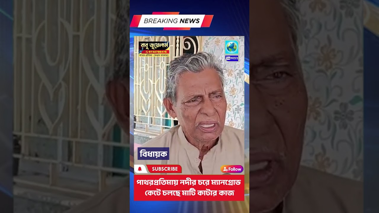 পাথরপ্রতিমায় নদীর চরে ম্যানগ্রোভ কেটে চলছে মাটি কাটার কাজ, ক্ষোভ এলাকাবাসীর। Biswa Samachar