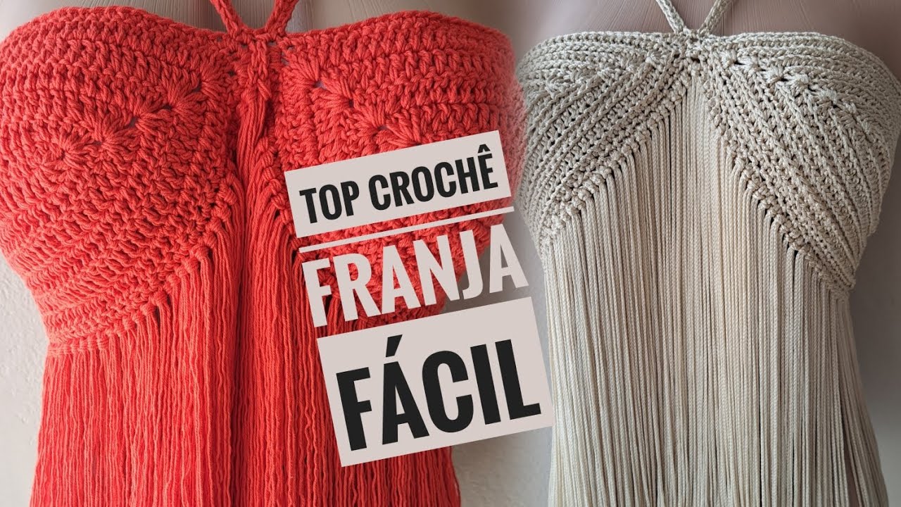 Top de crochê com franja, fácil 