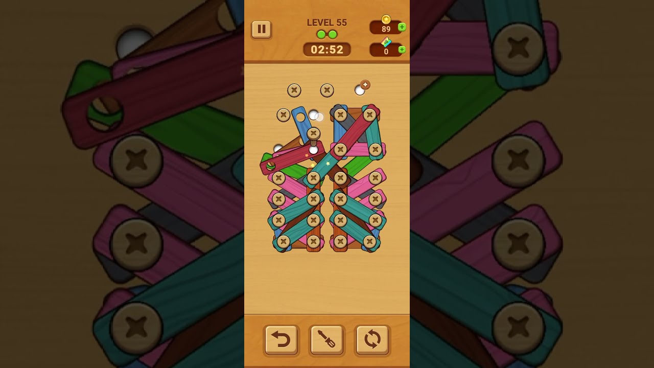 Woodle - Wood Screw Puzzle Level 55 | GAME Walkthrough