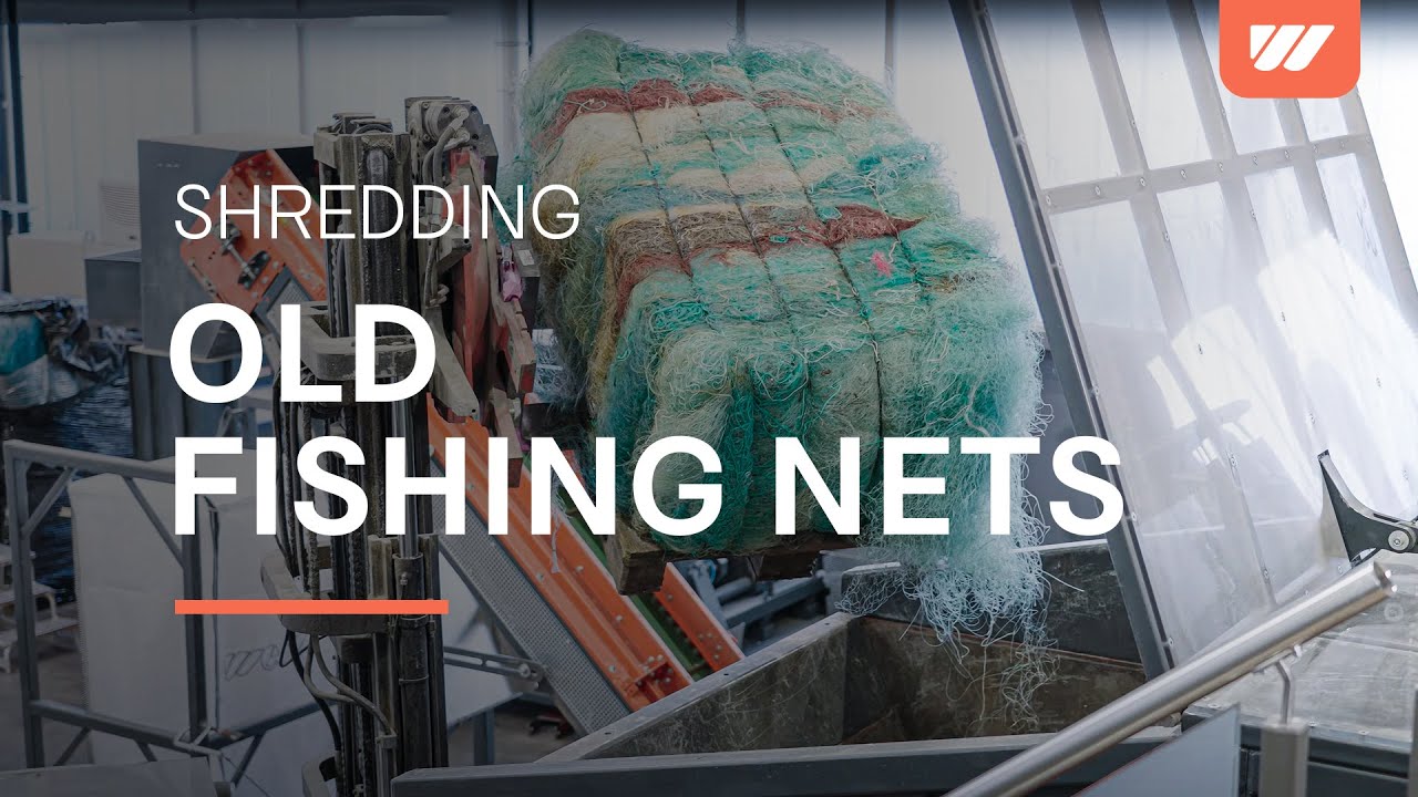 Shredding old fishing nets for recycling with a WEIMA W5.18 shredder