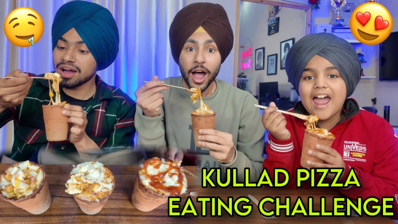 KULHAD PIZZA CHALLENGE WITH BROTHERS😍 - SPICY TANDOORI KULHAD PIZZA CHALLENGE😍