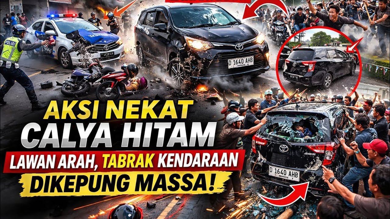 Aksi Nekat Calya Hitam: Lawan Arah, Tabrak Kendaraan, Dikepung Massa