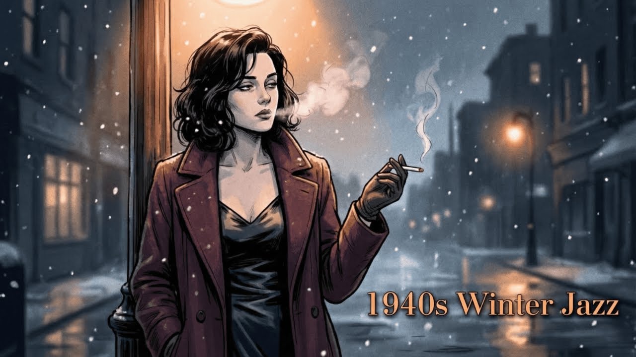 Nostalgic 1940s Nights | Midnight Snow & Slow Jazz: A Noir Winter in the City (Female Vocals)