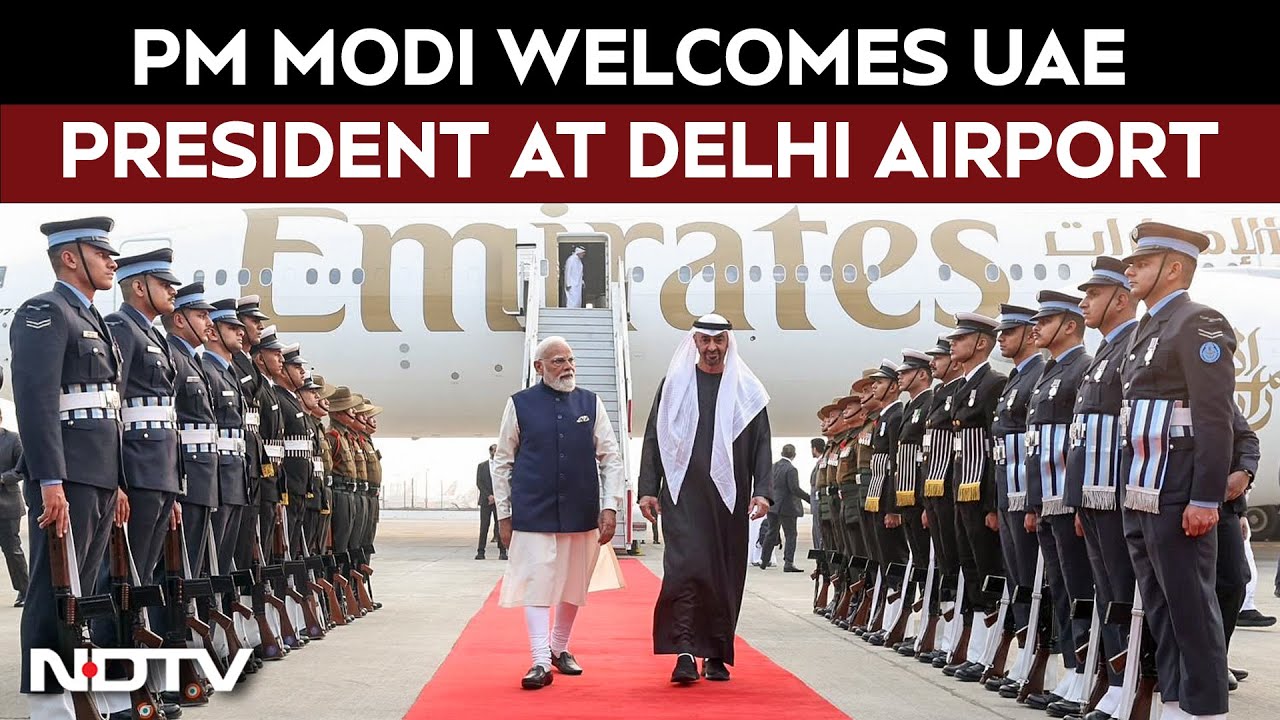 PM Modi Welcomes UAE President Sheikh Mohamed bin Zayed Al Nahyan at Delhi Airport