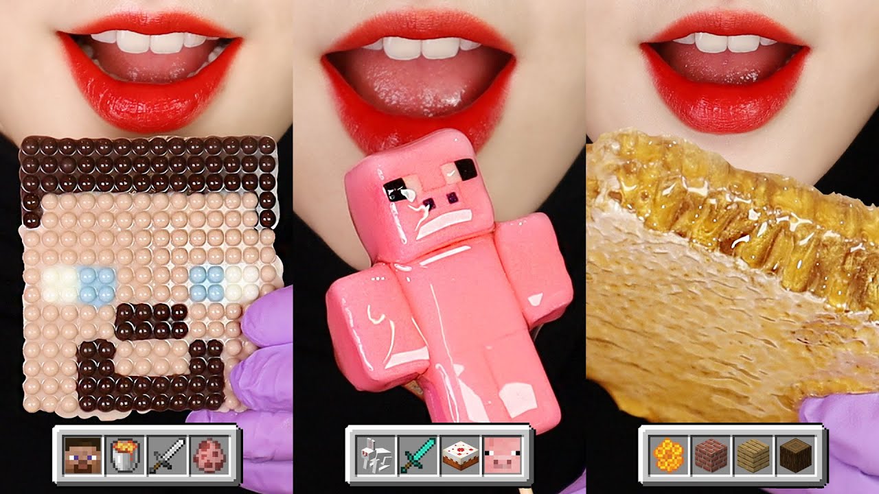 11MINUTES EMOJI EATING ASMR FOR SLEEP MINECRAFT FOOD ASMR HONEYCOMB EATING SOUND ASMR 🐷