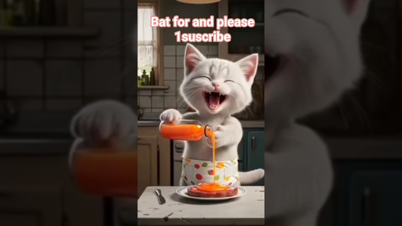 ai animated orange cat funny cartoon video 😹💥 white tige cubs taken by fat cat!?