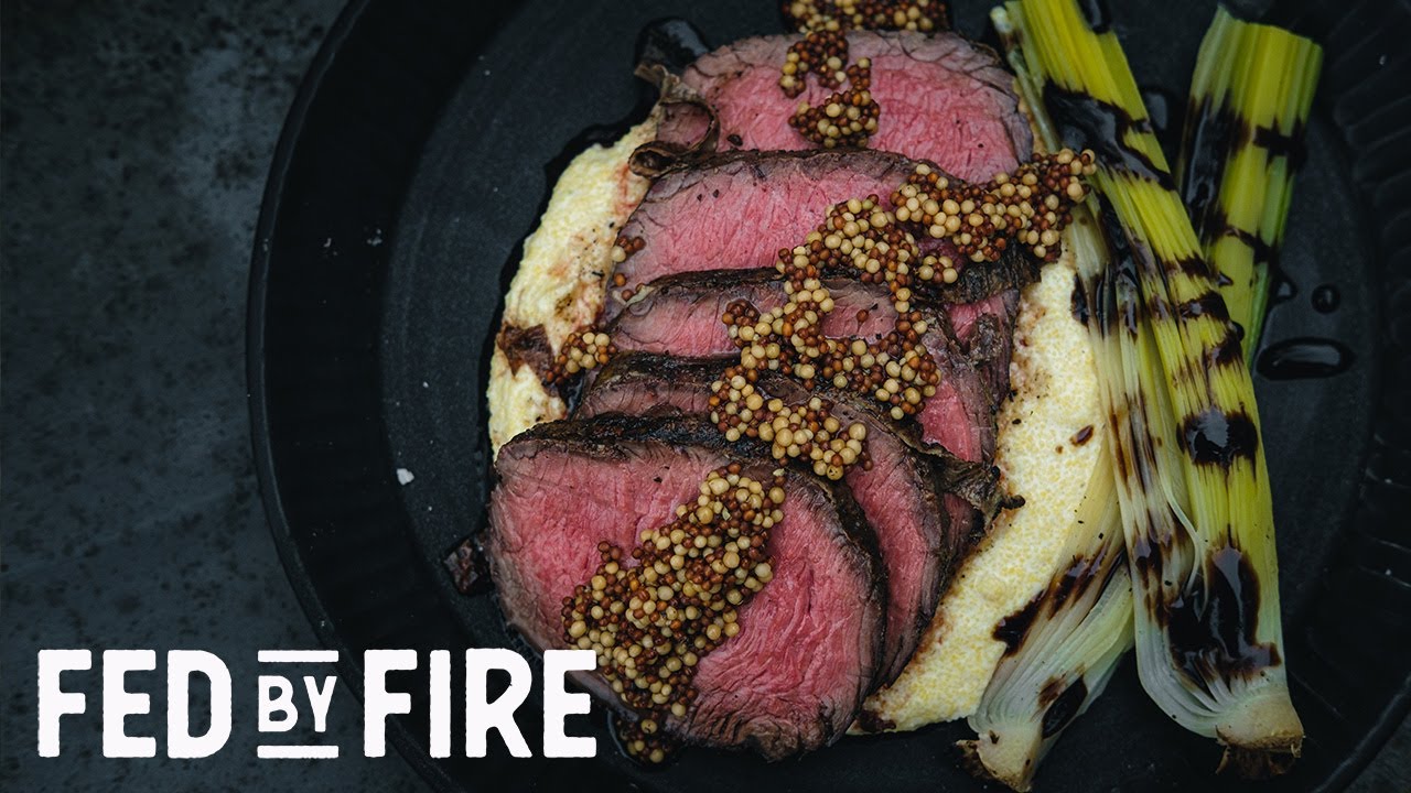 RECIPE  |  Caul Fat Wrapped Bison Loin (With Creamy Polenta + Leeks)