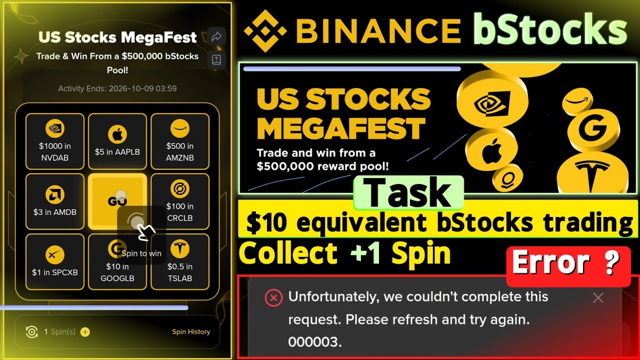 Binance US Stocks MegaFest | How to Trade bStocks on Spot | Collect 1 Spin