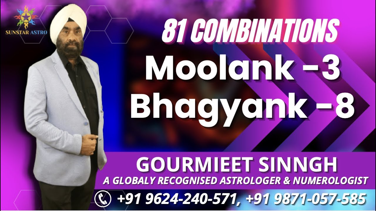Moolank 3 Bhagyank 8 | 81 Combinations in Numerology | Sunstar Astro