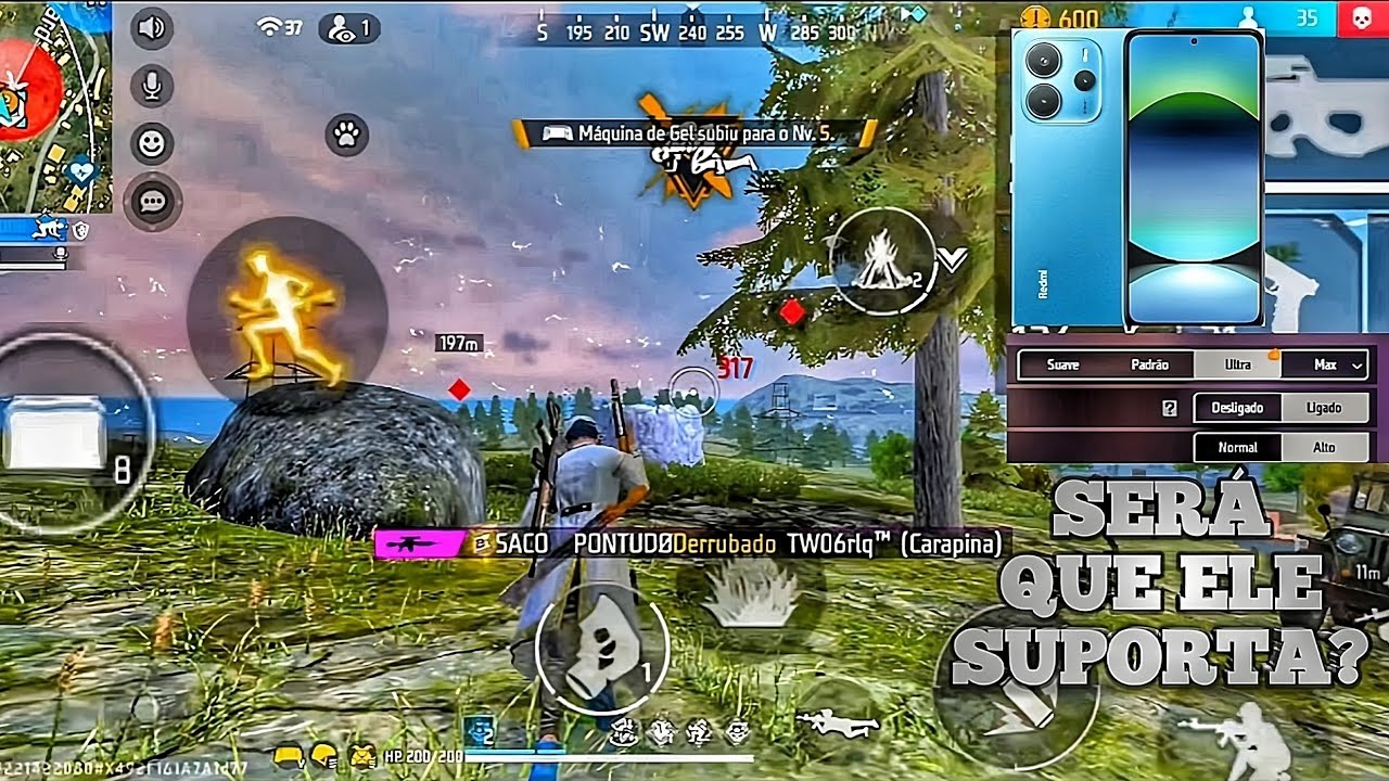 NO ULTRA COM TUDO ATIVADO! HIGHLIGHTS NA RANKED! Redmi Note 14 Free fire