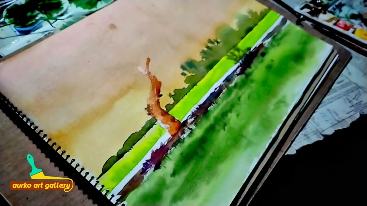 Easy watercolor painting | How to paint a watercolor landscape 