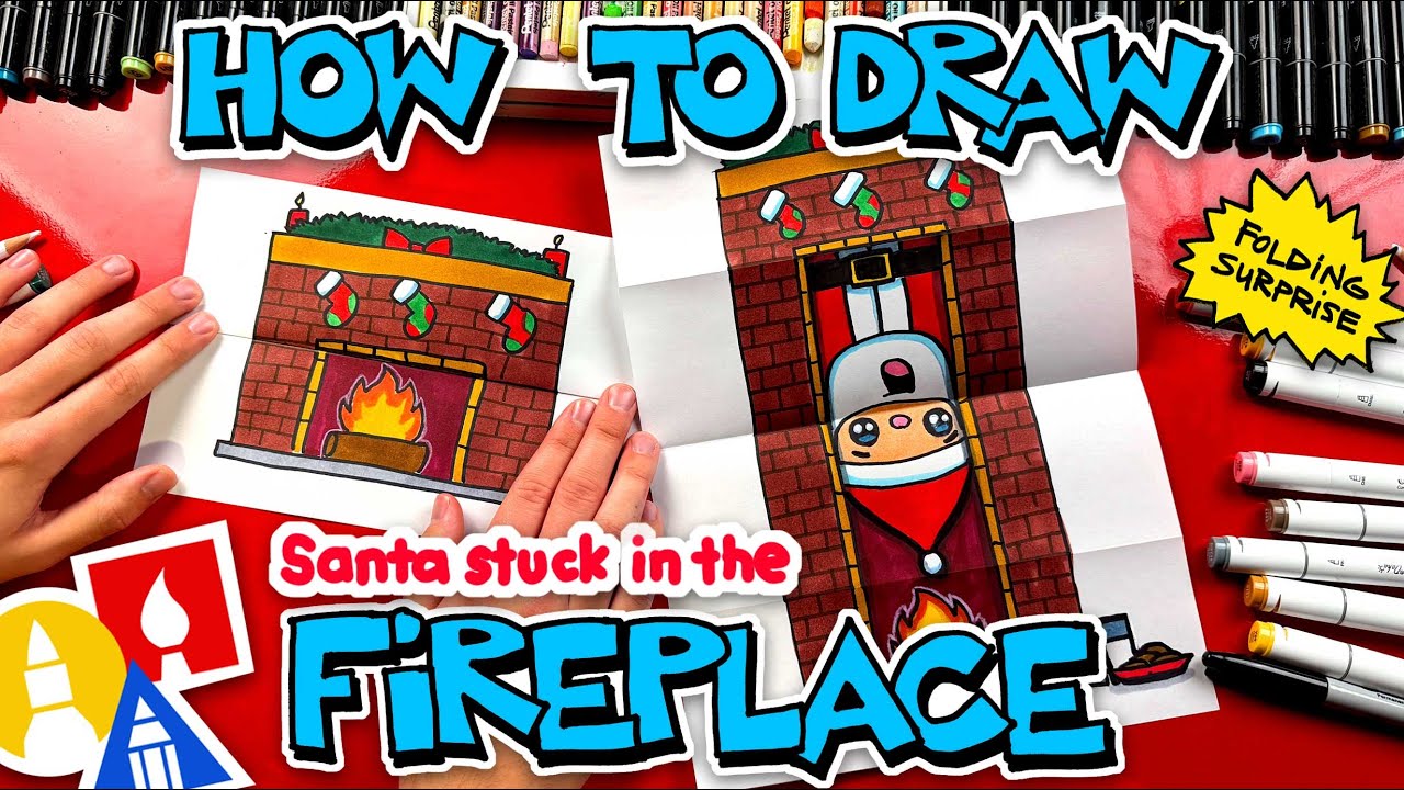 How To Draw Santa Stuck In The Fireplace
