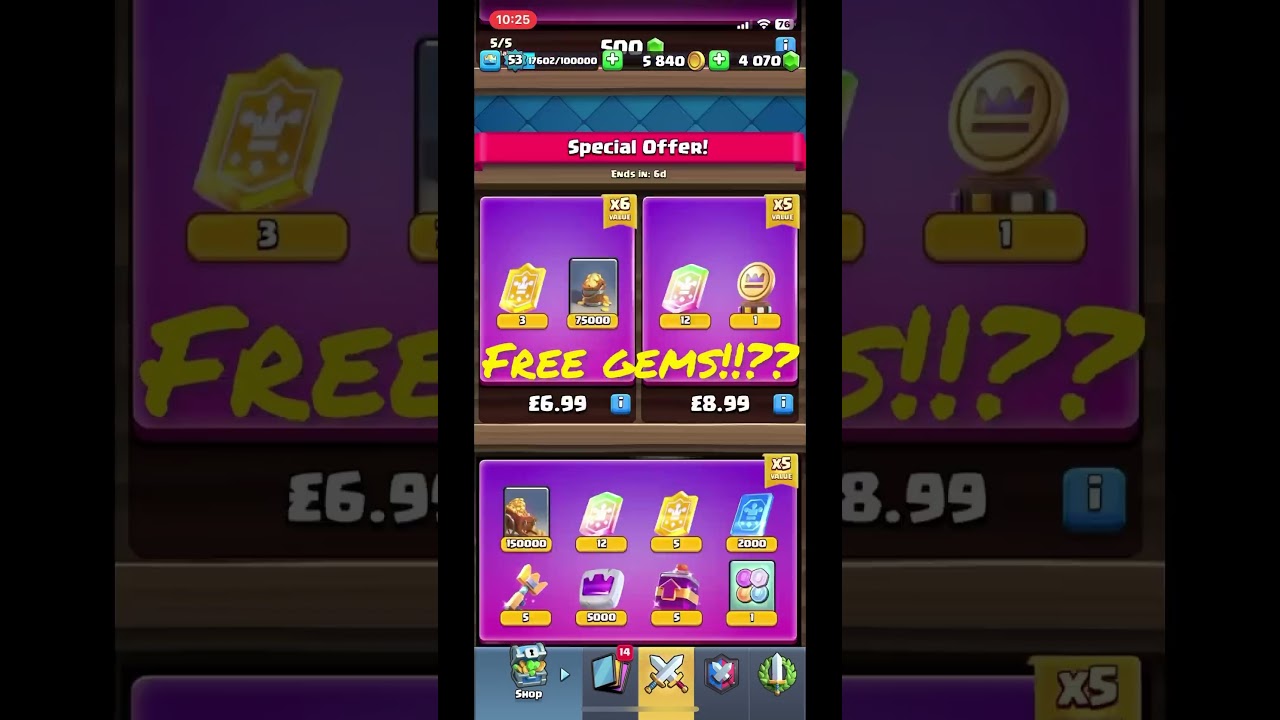 FREE GEMS GLITCH!!! #clashroyale