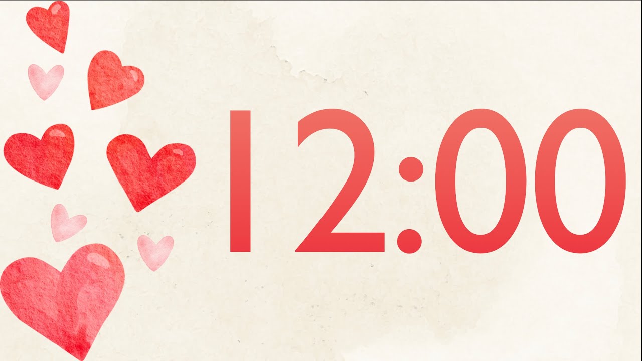 12 Minute Fun Valentine's Heart Timer (Harp Tones at End)