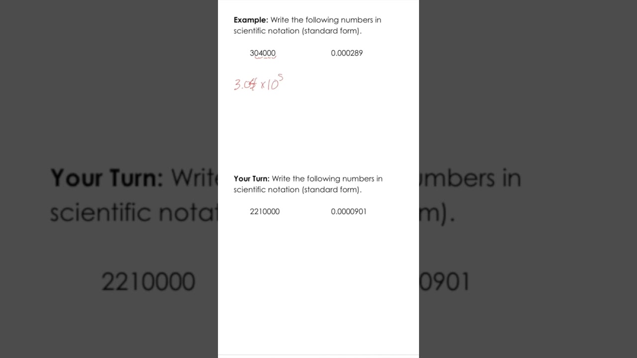 Writing very large and very small numbers - scientific notation (standard form)