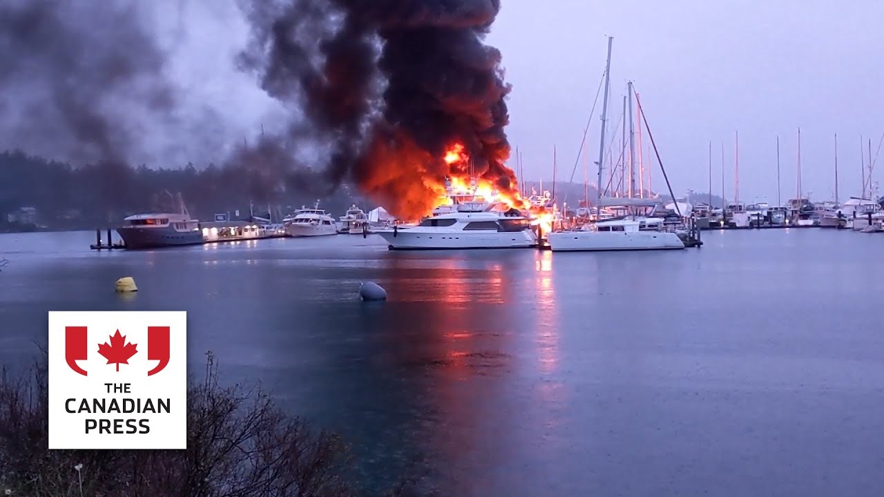 Video shows B.C. fire that fire sank three yachts worth millions