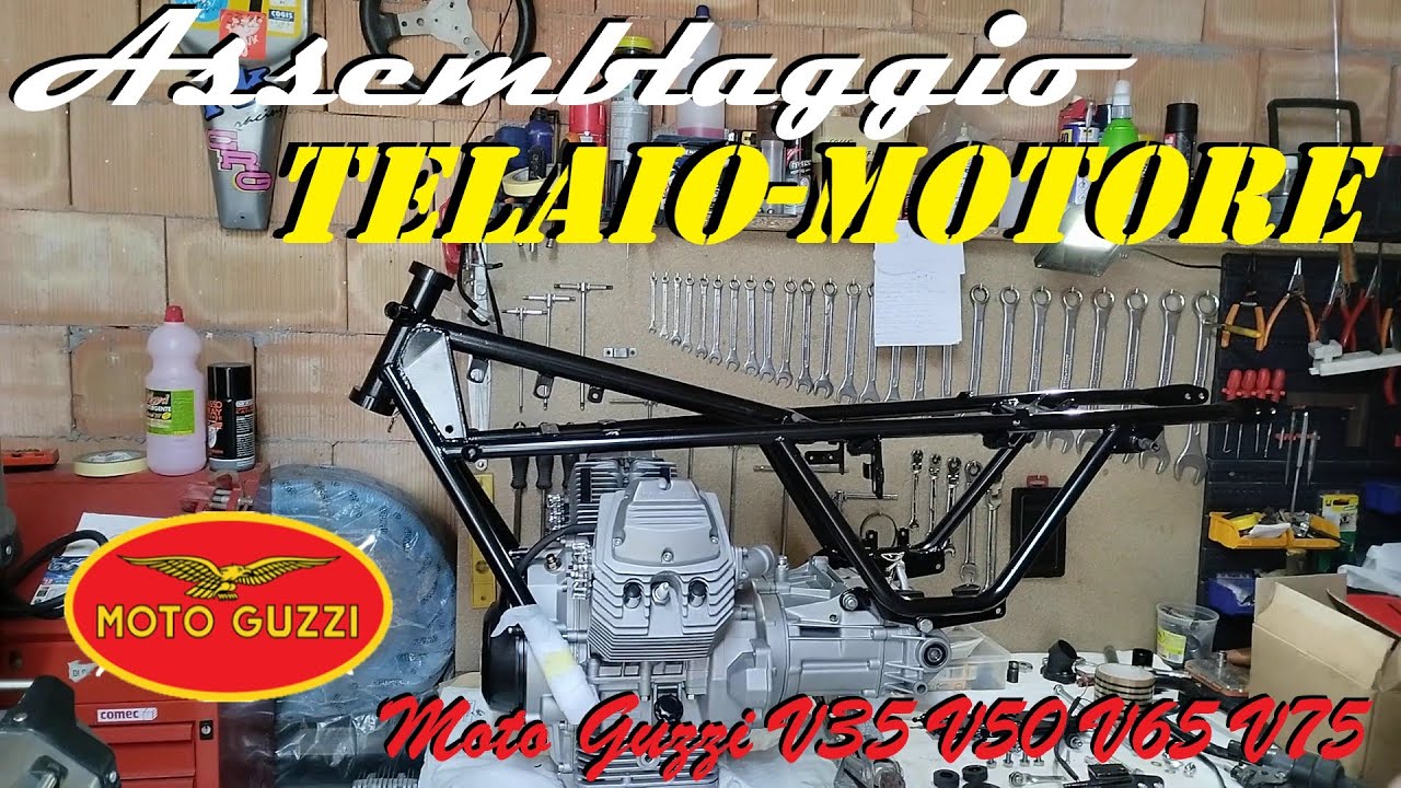 Montaggio motore telaio Moto Guzzi V35 V50 V65 V75