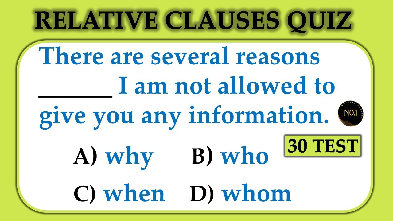 Relative Clauses Quiz 2 | Who, Whose, Which, That, Whom? | 30 English Grammar Test ✍️✅🔥 | No.1