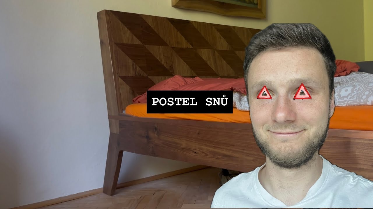 Měď, trojúhelníčky, americký ořech - postel za všechny prachy
